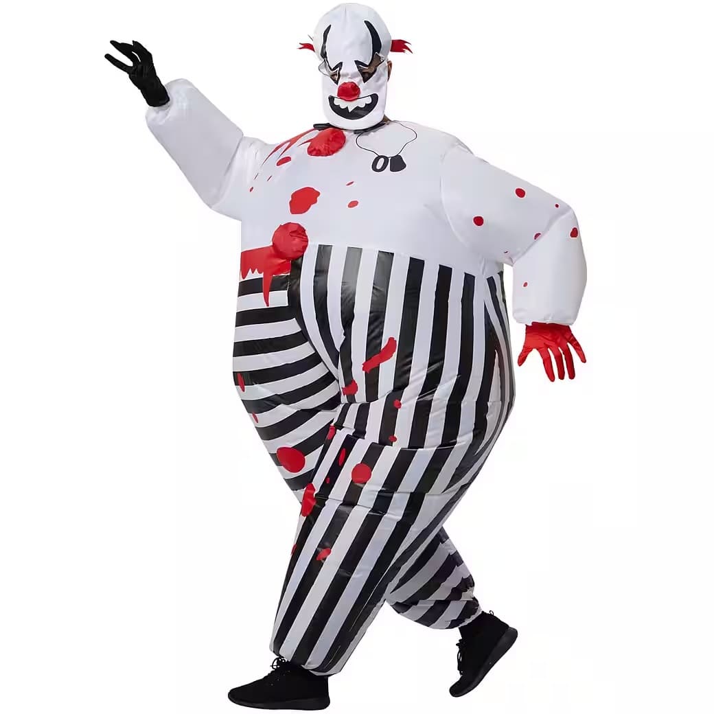 inflatable costume scary clown jester with fan