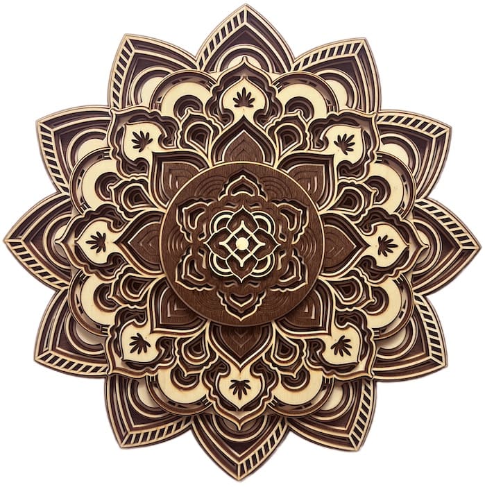 Mandala rose on the wall made of wood 3d handmade wall hanging