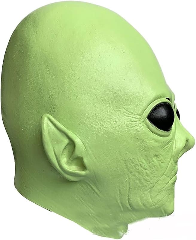 green alien ufo face mask scary head costume