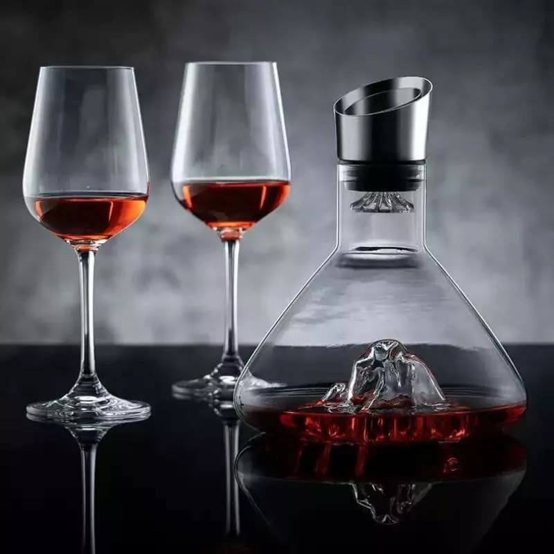 luxury wine carafe with a mountain peak in the middle for wine lovers 