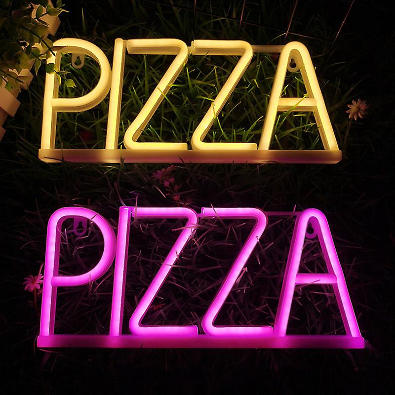 PIZZA LED neon advertising on the wall