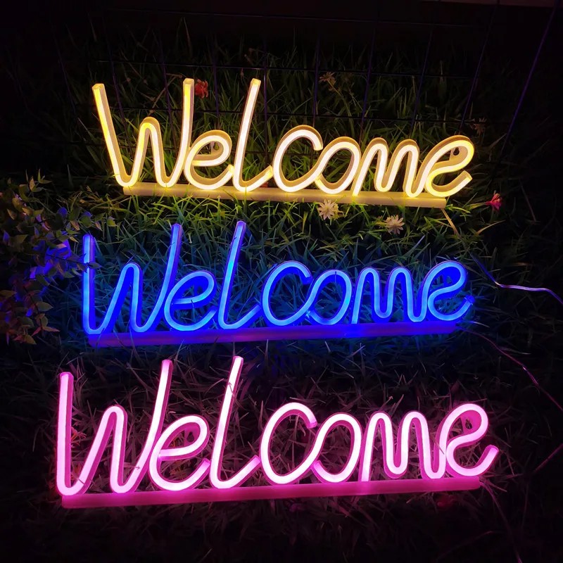 Welcome - Advertising illuminated LED neon sign