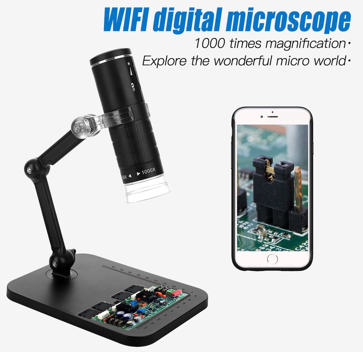 microscope with wifi and LED lighting for mobile phone smartphone