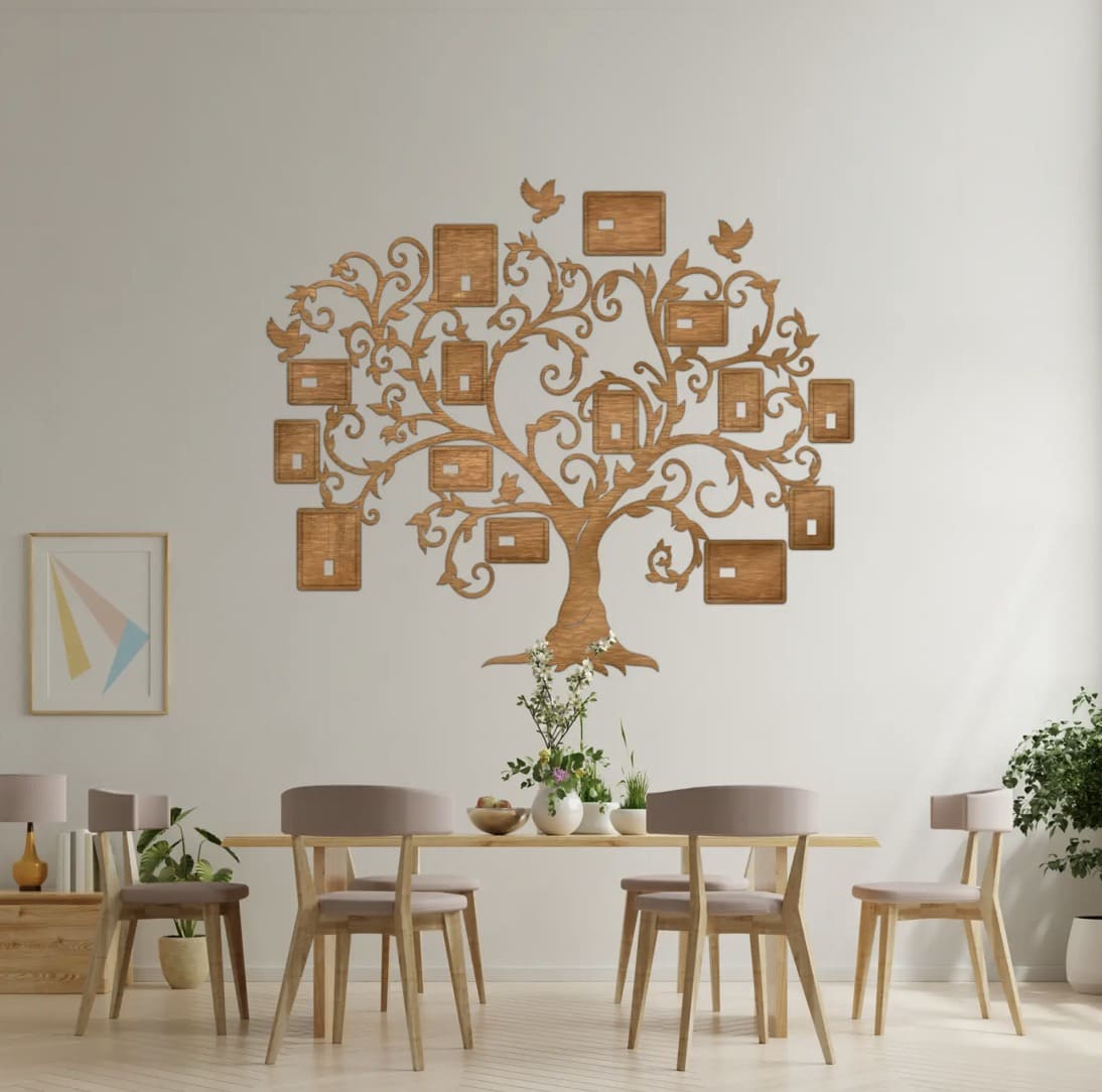 Wall family tree made of wood on the wall family tree wall mounted with frames