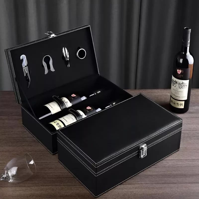 wine accessories box set gift leather packaging luxury baskets 