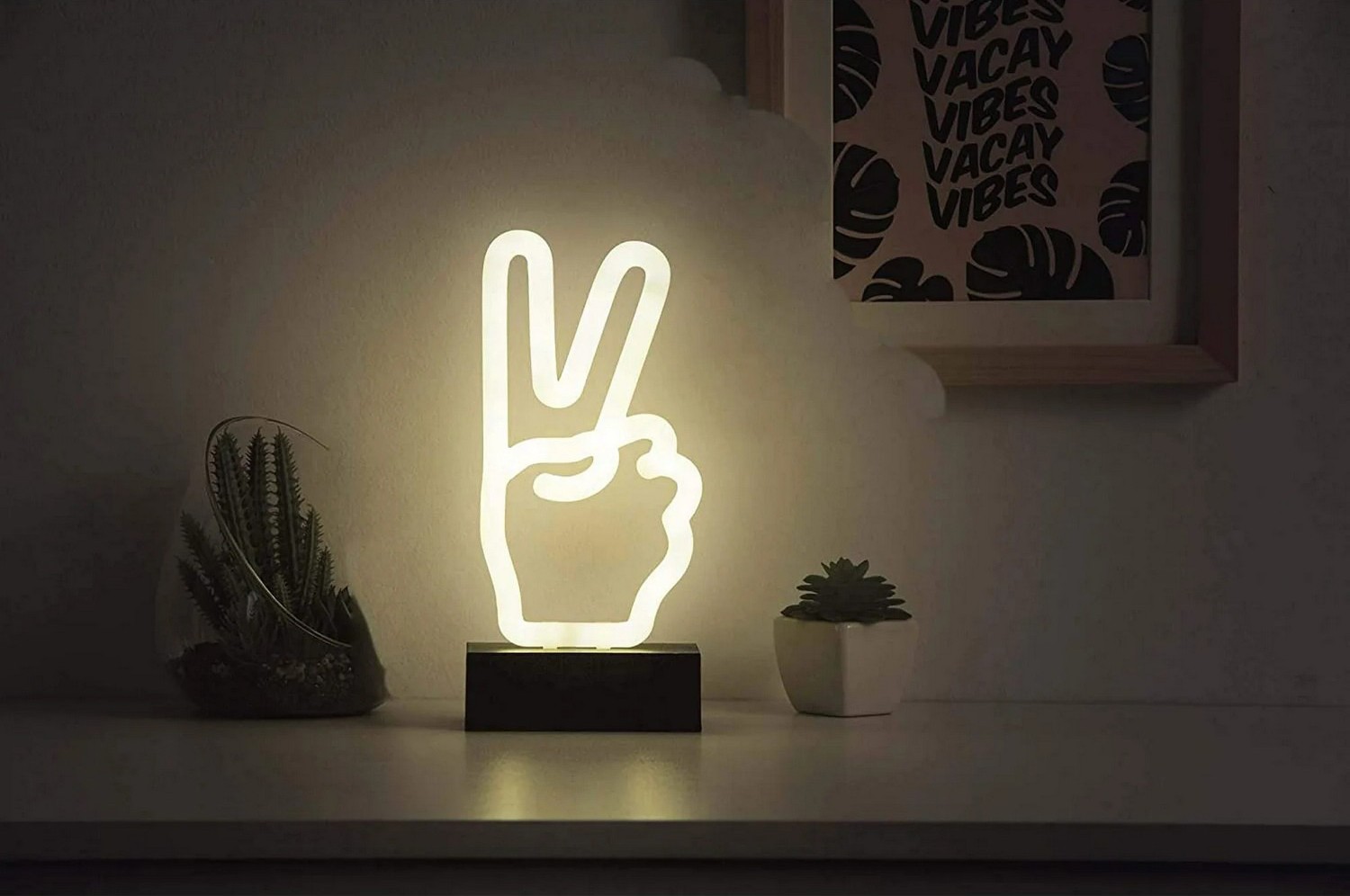 Glowing logo neon - Symbol of peace