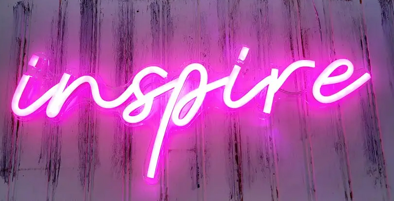 INSPIRE - luminous LED sign light on the wall neon hanging