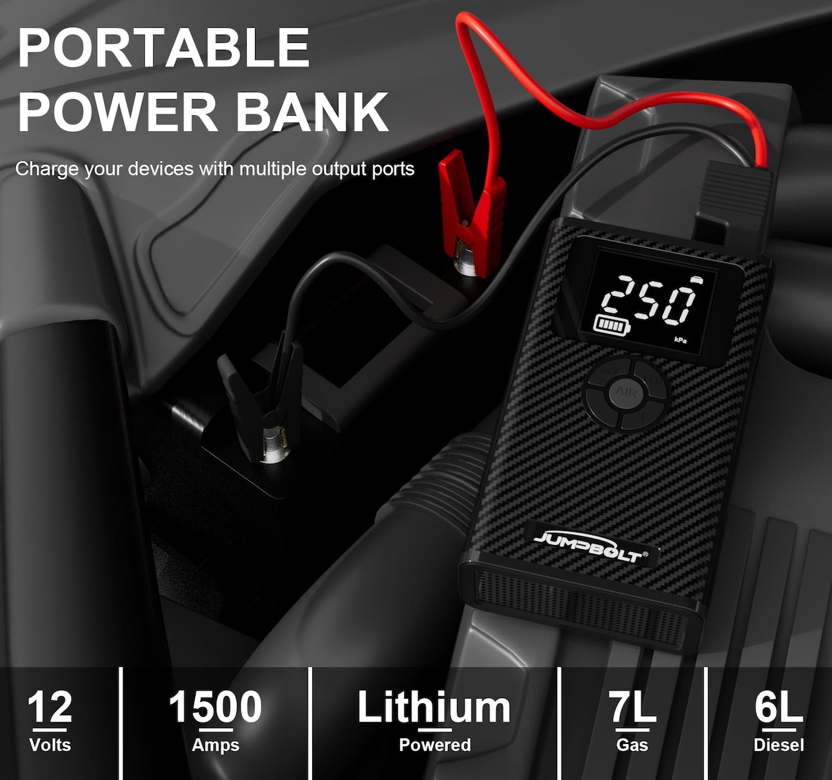 Portable power bank and car starter