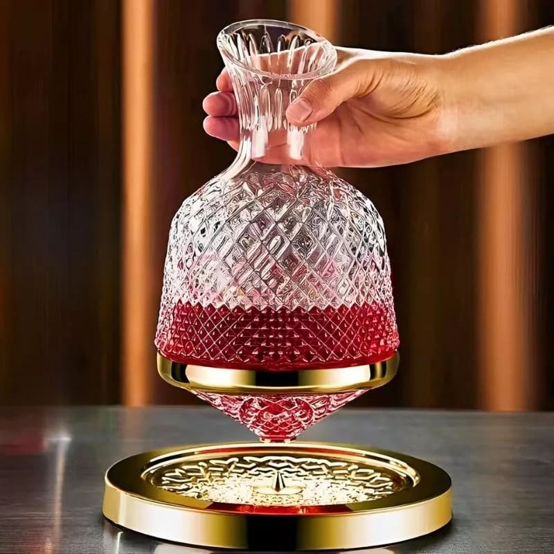 wine decanter with crystal rotating luxury stand