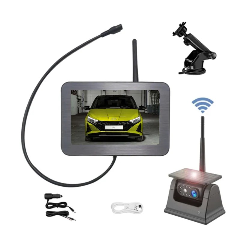 Reversing SET for the car - magnetic WiFi HD camera with 5" monitor (Solar power)