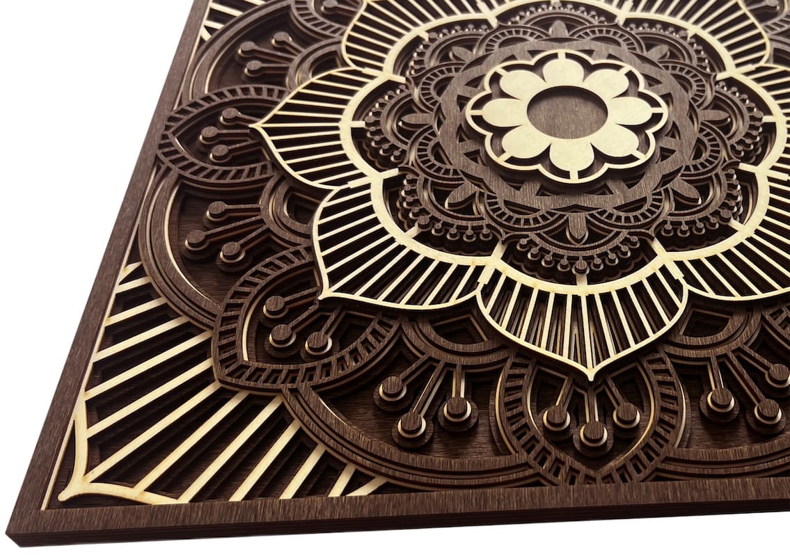 Handmade wooden mandala on the wall 3d decor art