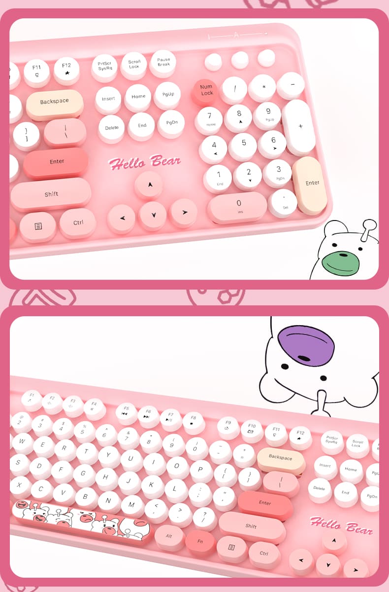 pink keyboard hello kitty design set mouse stylova