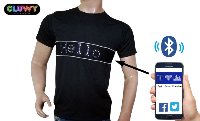 Led T Shirt With Programmable Text Via Smartphone Gluwy Cool Mania
