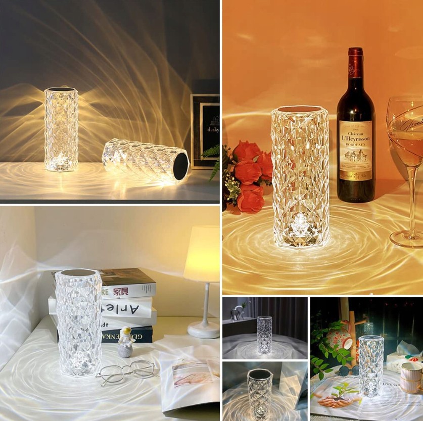 LED lamp for interior and exterior crystal table vase cup lamp