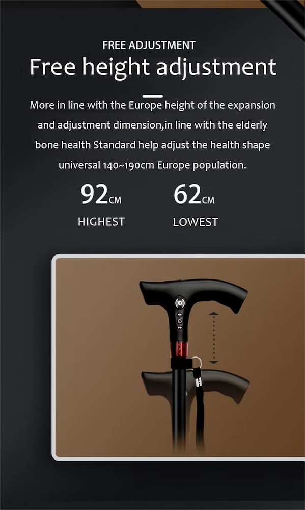 smart stick foldable supporting gps health for older seniors