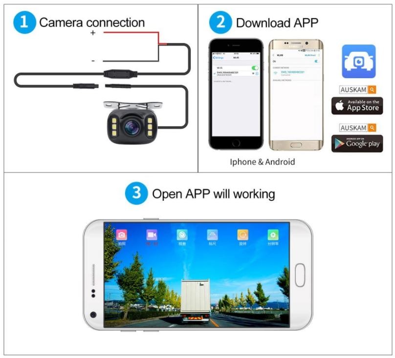 Smartphone rear view camera wifi (iOS, Android) mini 3,2 x 2,2 cm