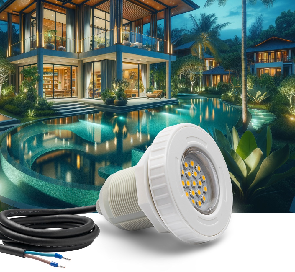 LED lamp for lighting a pool or pond (fountain) - white LED 3000K warm white