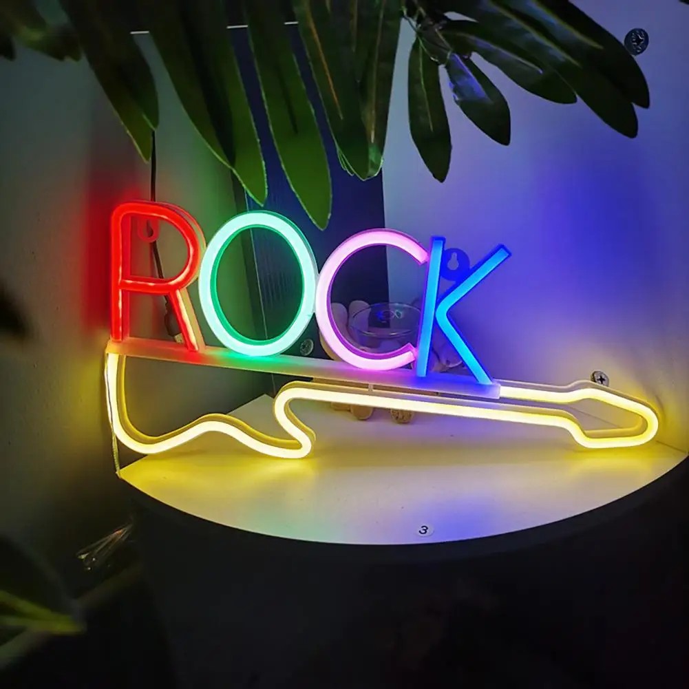led neon sign on the wall - rock guitar
