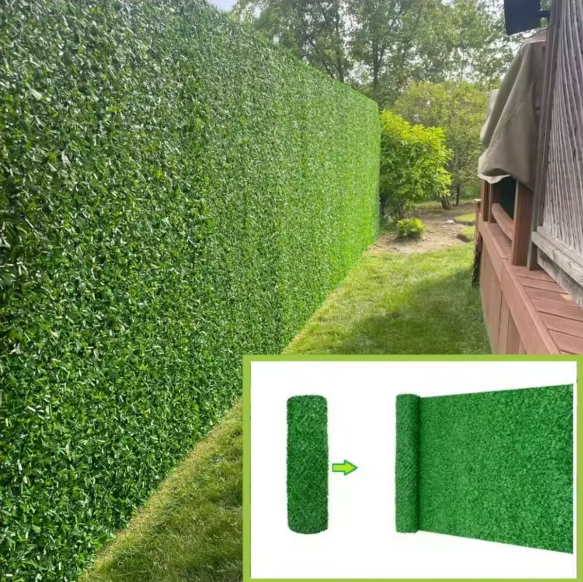 artificial grass fence lawn made of PVC grass filling the fence