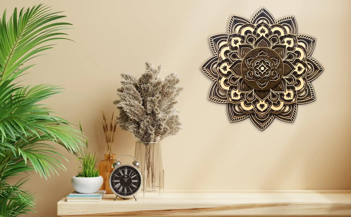 Wooden mandala on the wall 3D - Rose made of wood