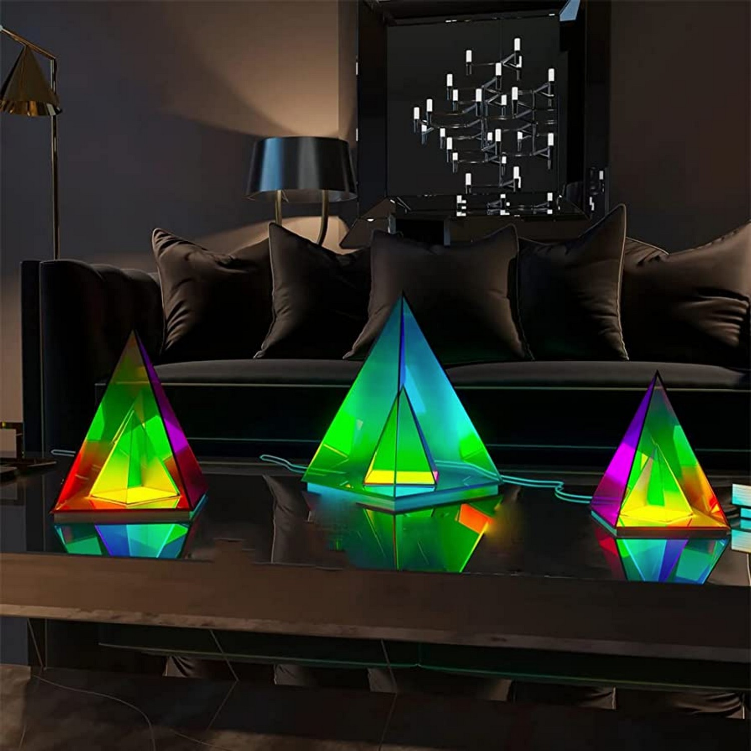 3D LED lamp pyramid led light colorfull for table