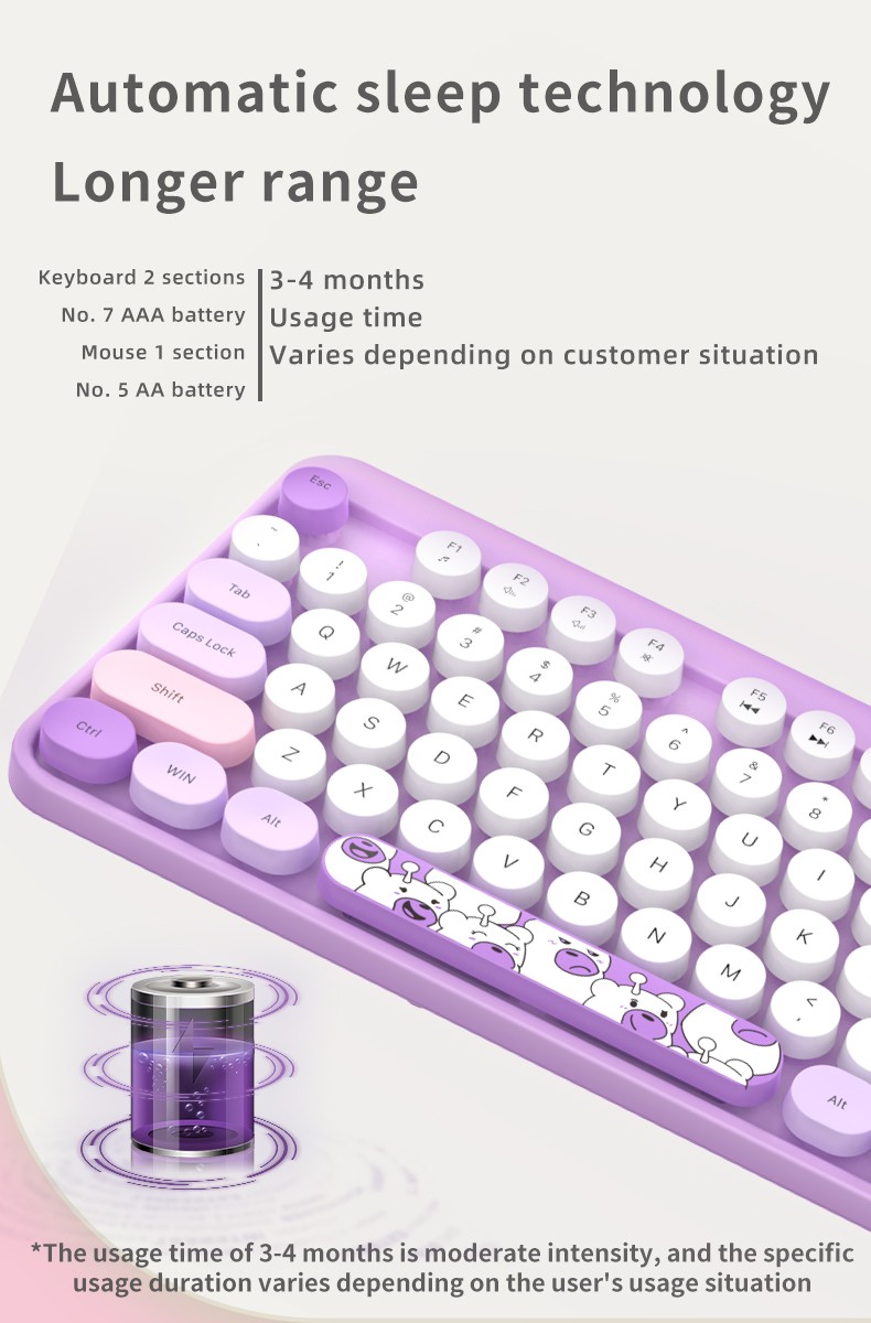 wireless set keyboard and mouse purple style trendy wifi