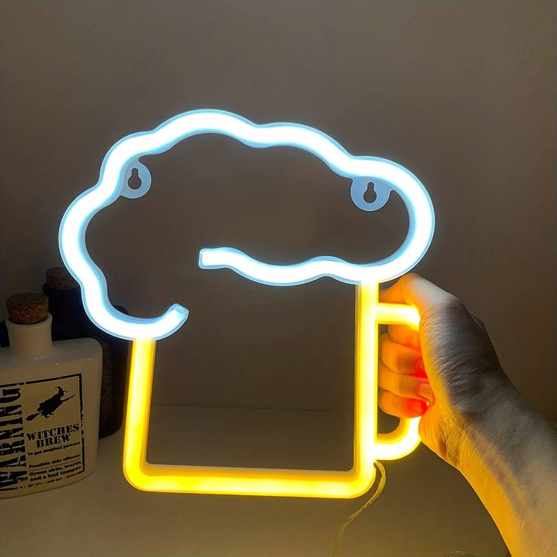  glass of beer sign hanging on the wall led neon