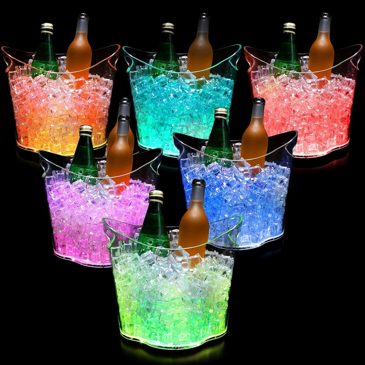 cooling bucket for drinks glass transparent color changing