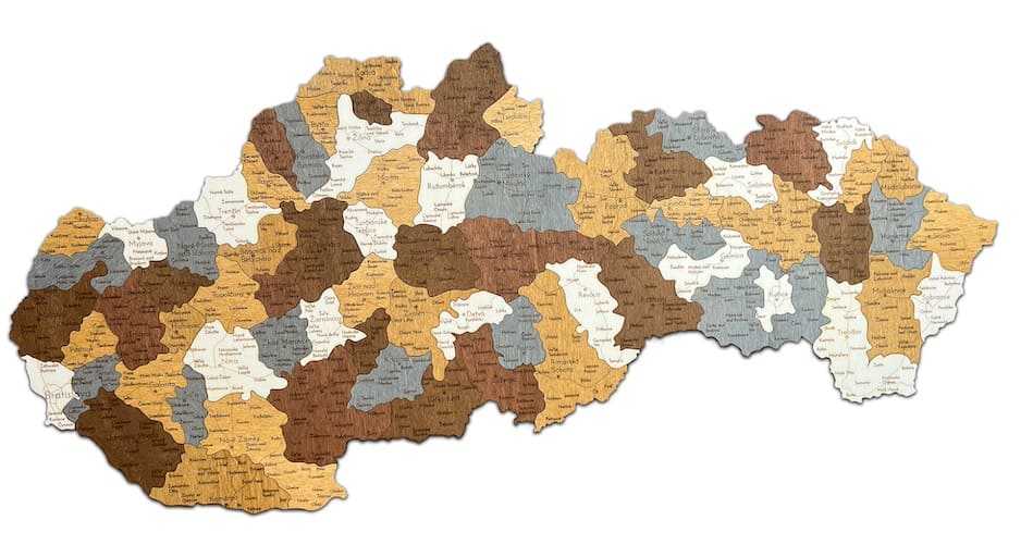 Wooden map of Slovakia 3D / 2D on the wall - wall-mounted